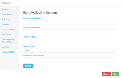 CMX HA settings