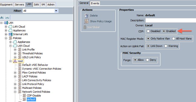 VMM domain integration with ACI and UCS B Series - Enable Cisco Discovery Protocol (CDP) on the UCS vNIC