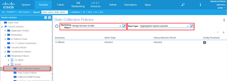 Stats Collection Policies Monitoring Policy and Stats Type