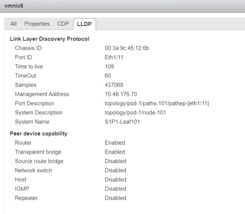 LLDP Info from vCenter Host Perspective