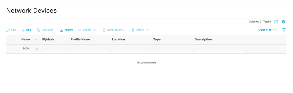 NAD Entry does not exists in ISE for the Network Device