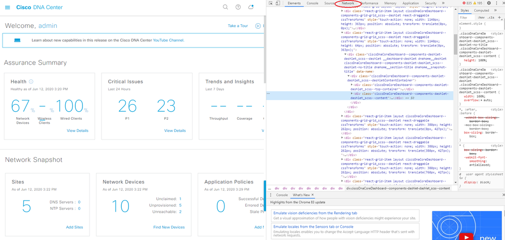 Open Network Tab in Developer Tools