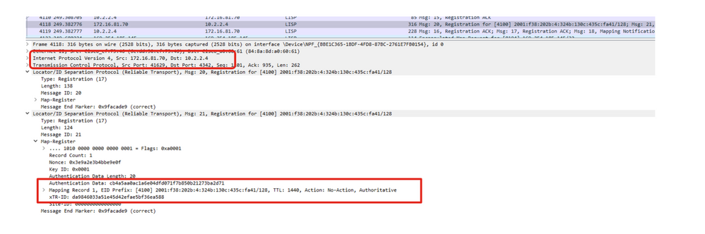 Packet Capture for FE registers with Control Plane for IPv6 client