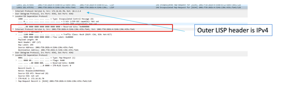 Packet Capture from FE to CP with MAP registration messages