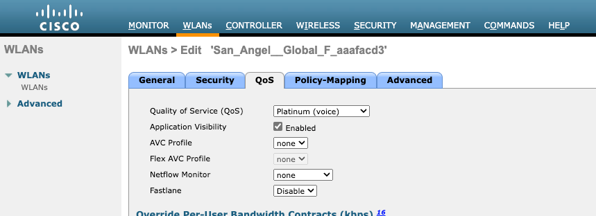 Opção correta de monitor de fluxo de configuração de Netflow da GUI da WLC