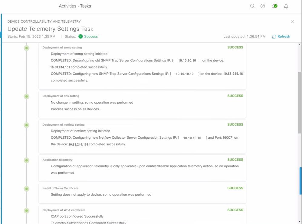 Tarefa de Provisionamento de Telemetria de Sucesso