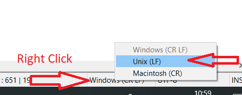 Navigate to Unix (LF)