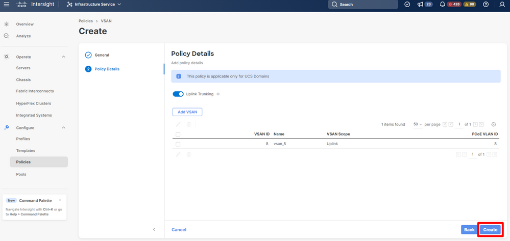 Create vsan policy