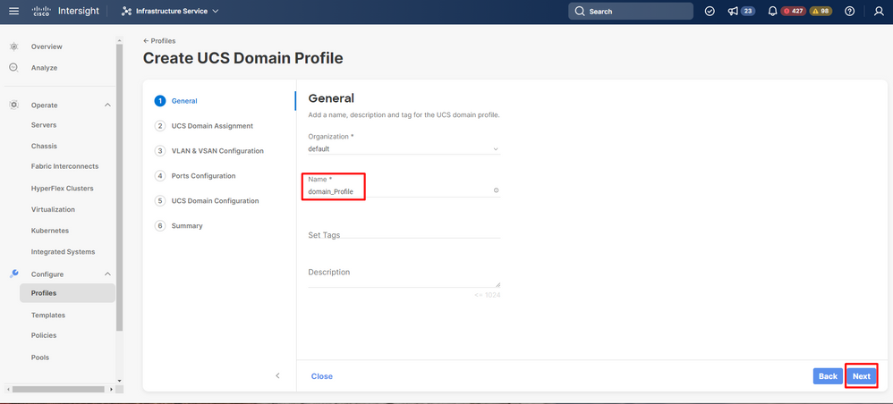 Define UCS domain profile