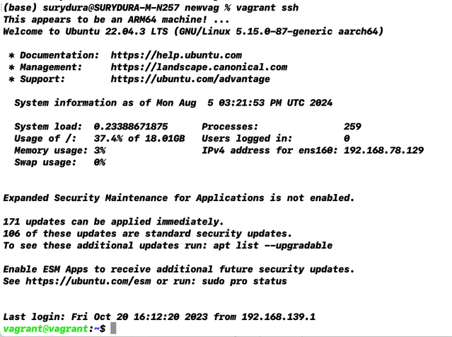 SSH Into Vagrant Machine