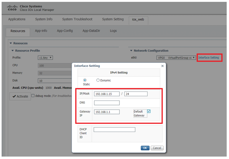 Interface Setting