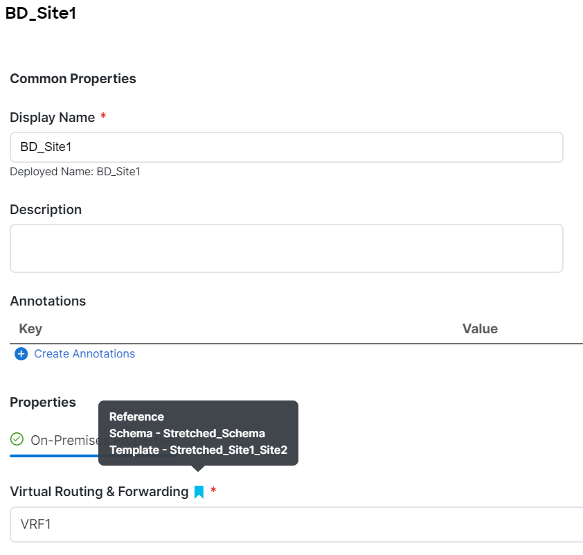 Validation that VRF for the local BD is the stretched one