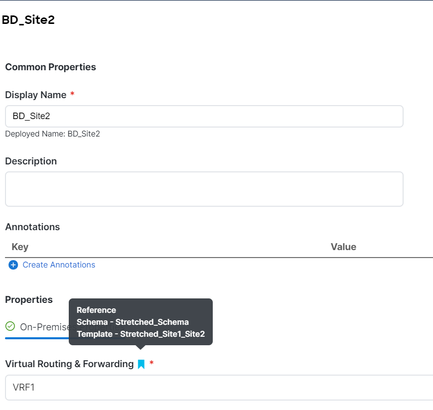 Validation that VRF for the local BD is the stretched one