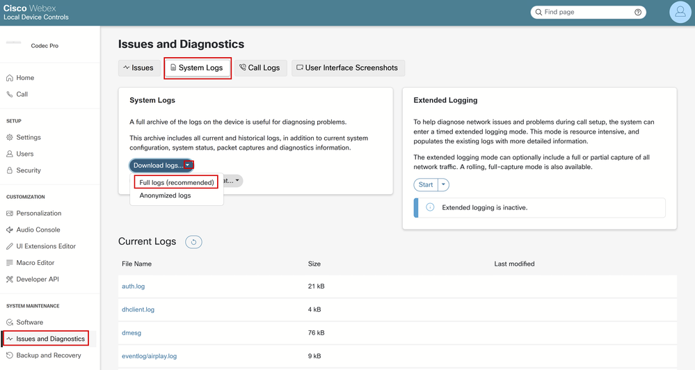 Log Collection from Endpoint GUI