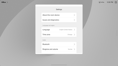 Device settings menu