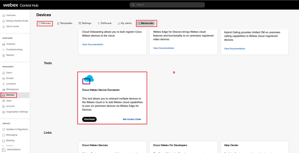 Download Webex Device Connector