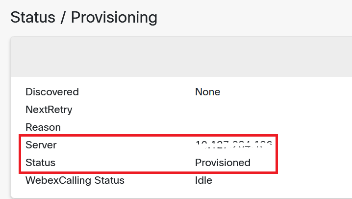 Provisioning Status