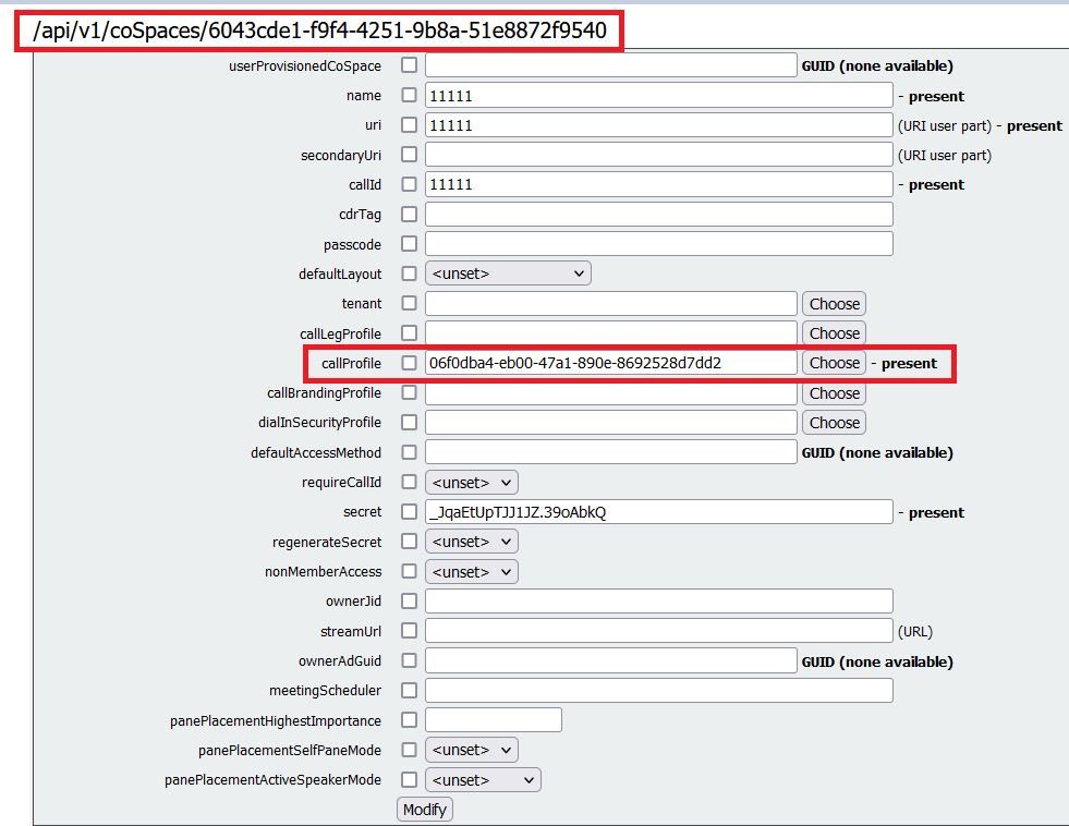 Assign the callProfile to a CoSpace.