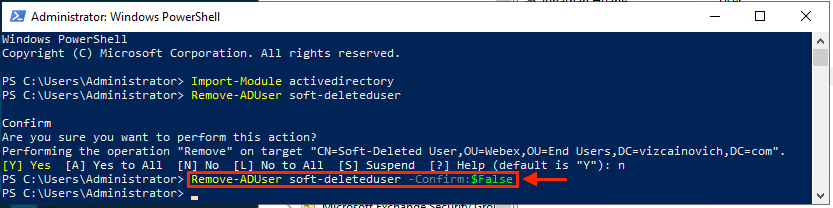 Power Shell user deletion 4