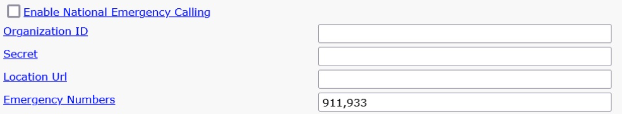 Emergency Calling Profile Parameters