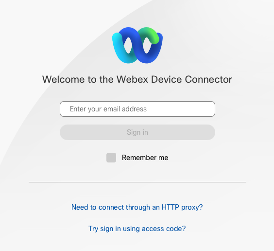 Control Hub Login Screen in Device Connector