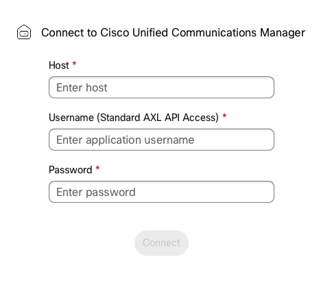 CUCM Connection Screen on Device Connector