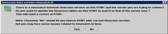 Cisco Real Time Monitor Tool (RTMT) TimeZone Data Version Mismatch Error