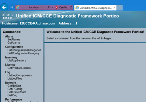 Diagnostic Framework Portico Welcome View