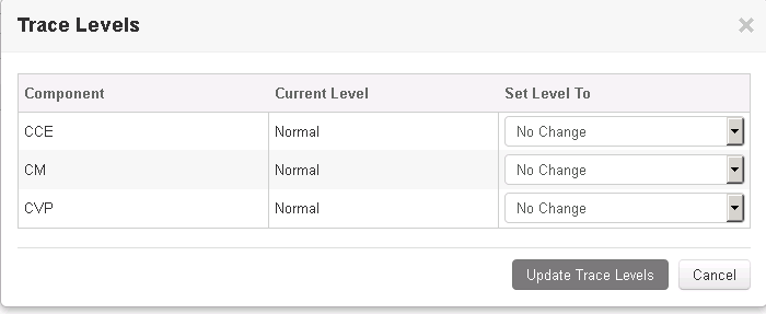 Update the Trace Levels Dialog Box