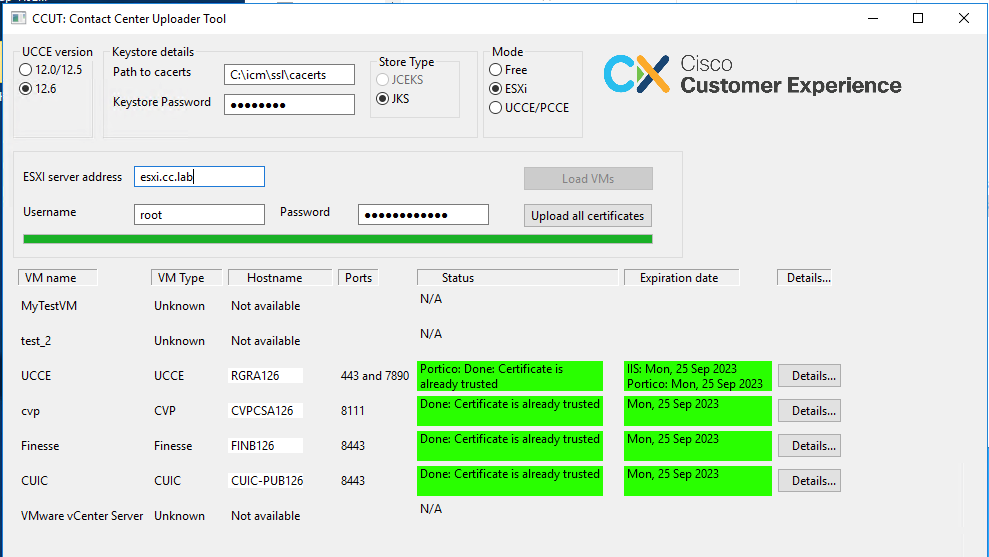 The tool in the ESXi mode