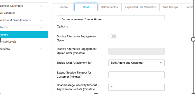 Disable Display Alternate Engagement Option under Queues