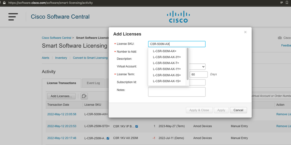 CSSM - License SKU