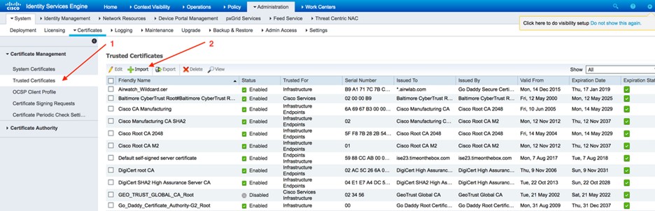 trusted cert import