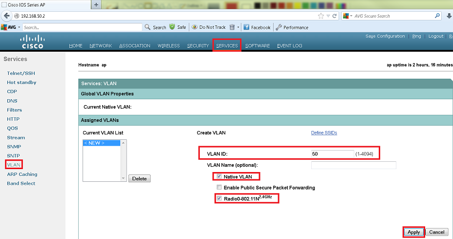 Create a VLAN for the SSID