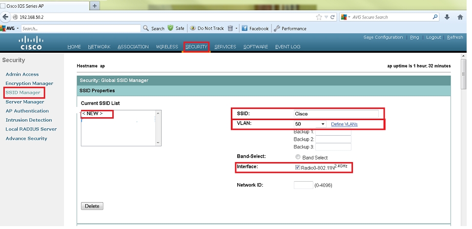 Create an SSID and assign the VLAN