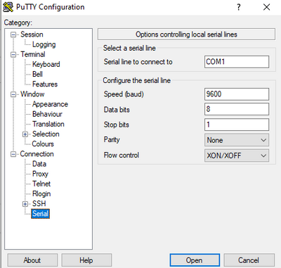 Default Serial/Console Configuration