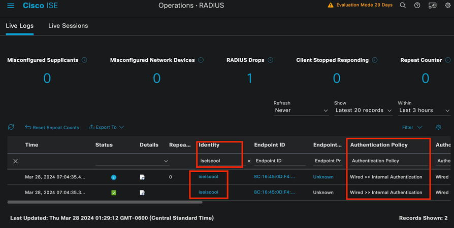 ISE Live Logs