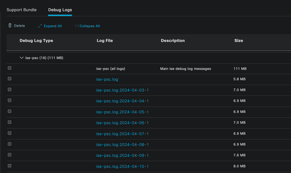 Debug Logs from the PSN Node