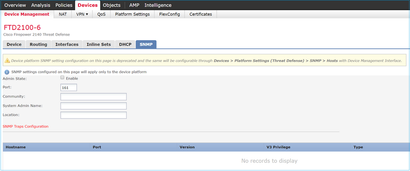 FTD SNMP - FTD2100-6 - Device Management - Devices tab