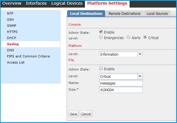 Platform Settings