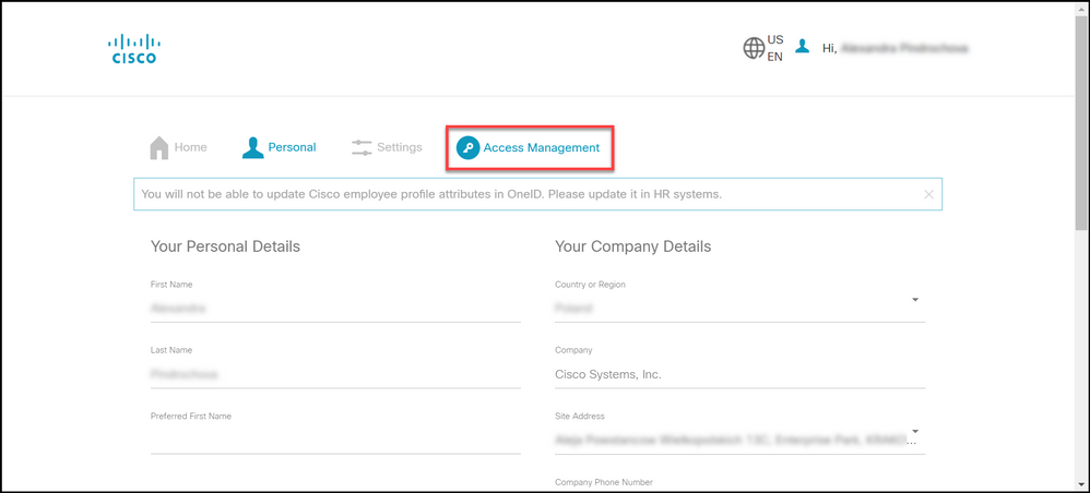 Requesting access to an existing Smart account - Click Access Management