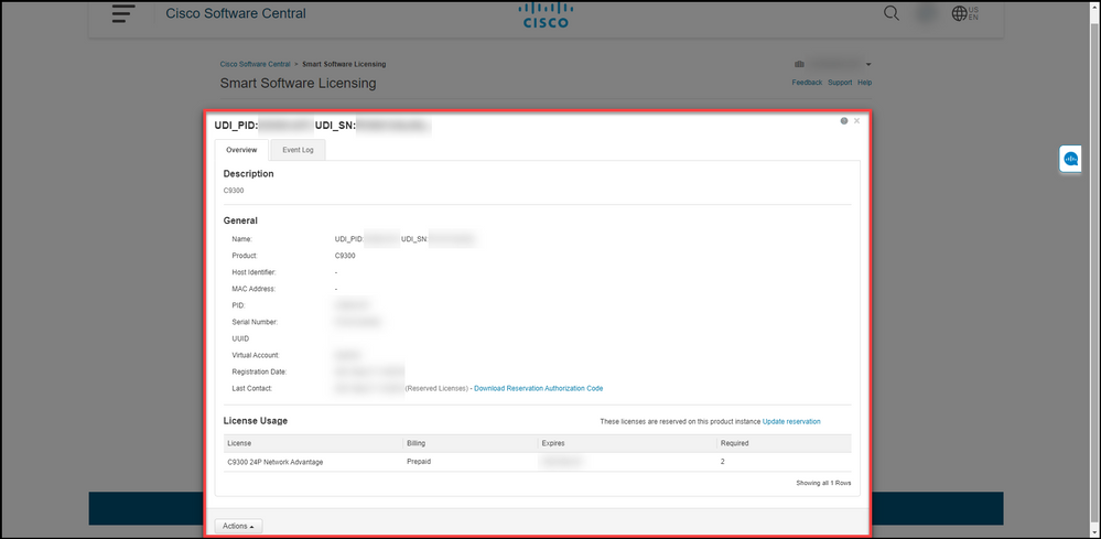 Reserving licenses - Display overview of your license usage