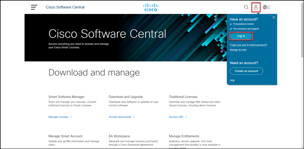 Migrating Catalyst 3850 Series from RTU to Smart Mode - Log in