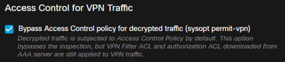 Bypass Access Control policy option selected