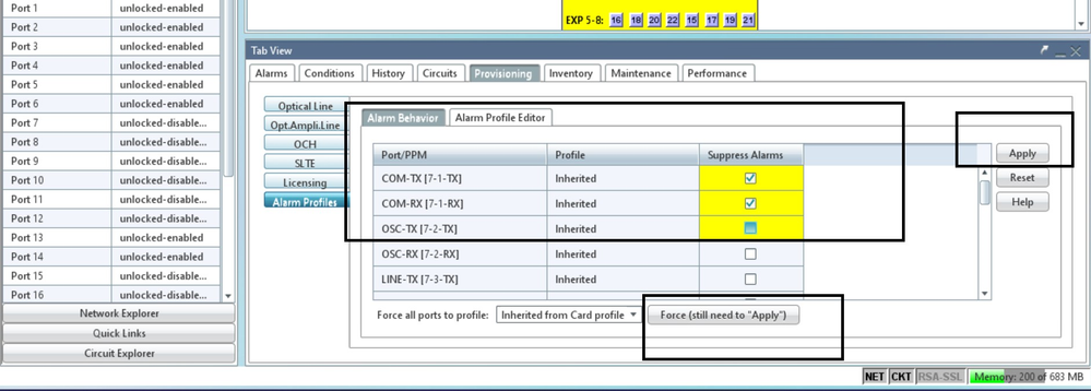 Apply Force all ports to profile