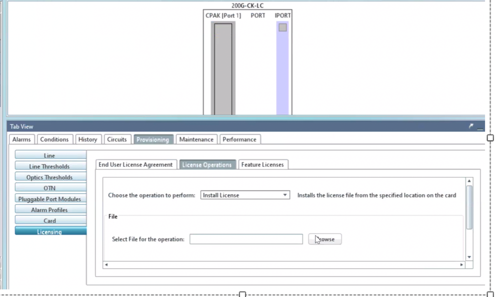 License Operations tab