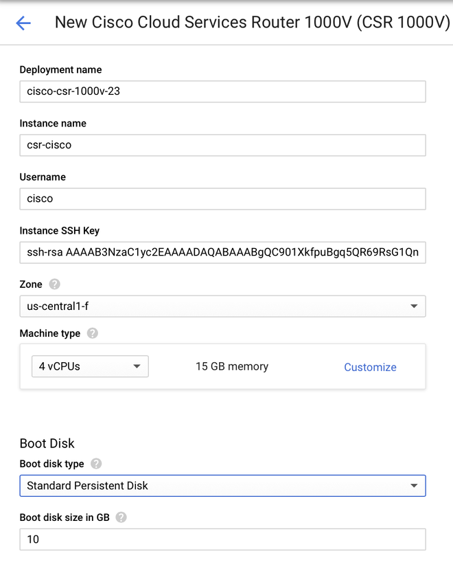 Fill VM settings