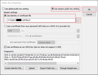 Putty authentication key