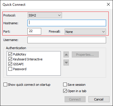 Remote VM hostname/IP and port