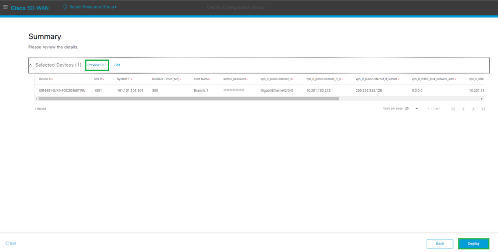 Verificar a configuração com a visualização e implantação CLI